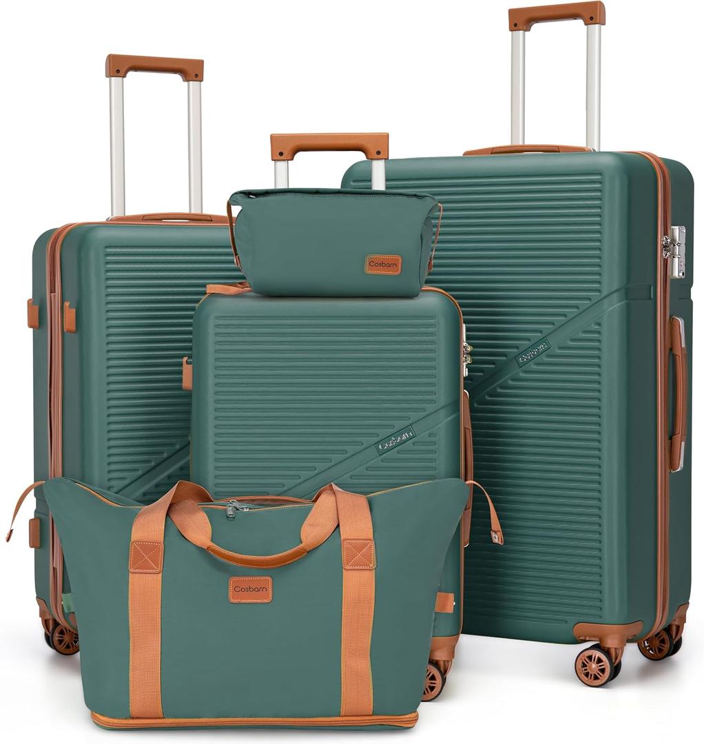Cosbarn Luggage Sets, Durable 20,24,28 inch Suitcase Sets With Wheels | ABS Hardshell Sets Includes 20, 24&28inch Suitcase, Duffel, Toiletry Bags, TSA lock, Spinner Wheels,Checked Family Travel