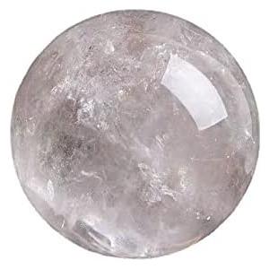 StoneStory Clear Quartz Crystal Sphere Ball with Wood Stand Large Healing Crystals Sphere Sculpture Home Office Decoration Fengshui Meditation Healing 80mm 3.14'' (Clear Quartz, 3.14'')