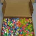 Leitee 500 Pcs Bouncy Balls Bulk, 0.7 Inch/ 18 mm Small Neon Swirl Bouncing Balls for Vending Machine, Kids Birthday Party Favors and Class Prizes (500 Pcs)