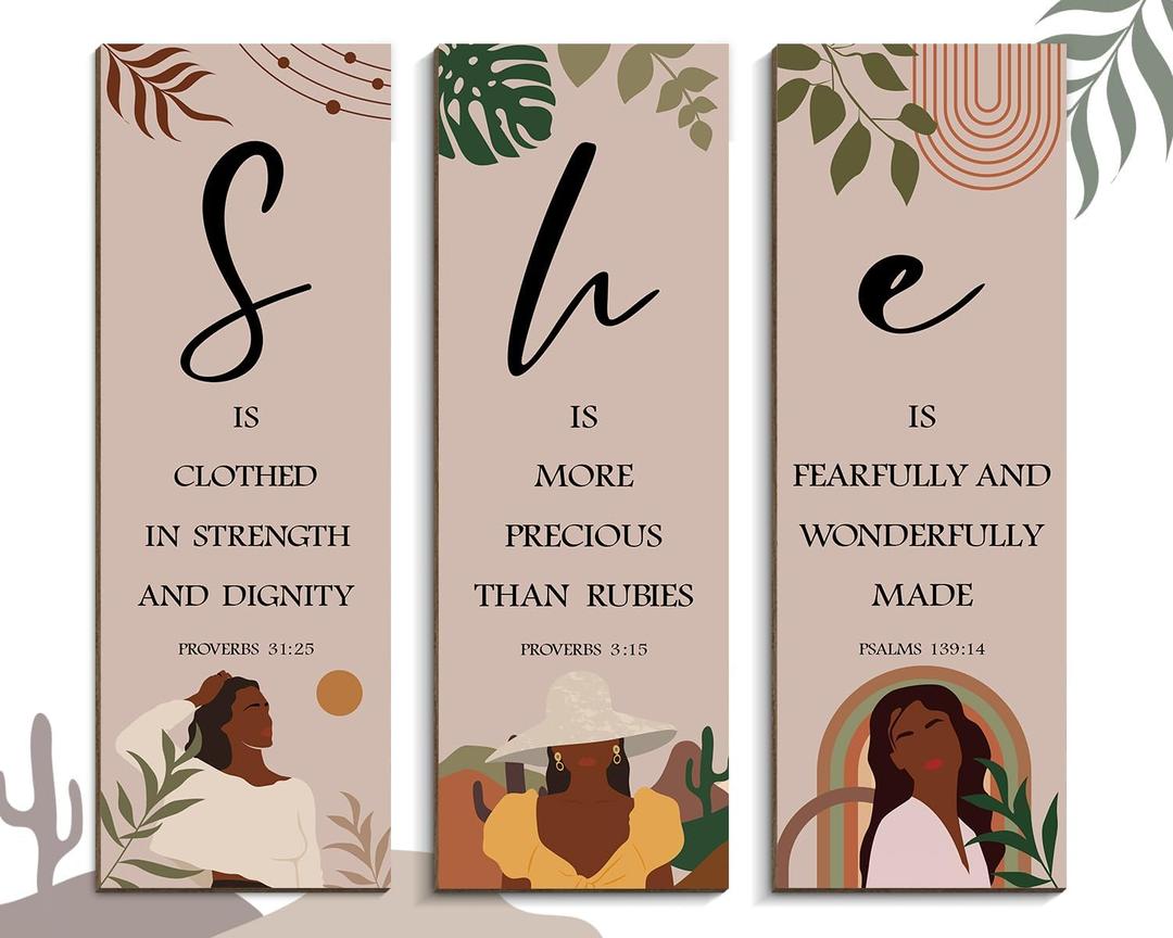 Black Girl African American Wall Art, Black Art Wall Decor, Inspirational Culture Signs for Bedroom, Western Country Room Study Office Shelf Decor-Ready to Hang (13.7"L x 4.7"W)