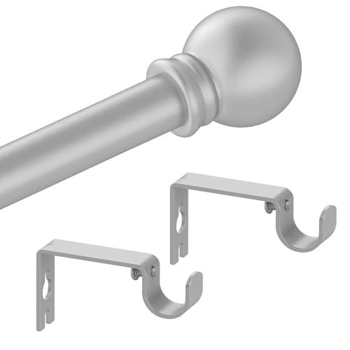 Authandis Silver Curtain Rods for Windows with Brackets,5/8 Inch Diameter Small Window Curtain Rod Adjustable 32 to 60 Inches,Easy Install Drapery Rods,Gray