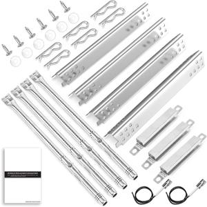 Uniflasy Grill Replacement Parts for Charbroil Advantage 4 Burner 463344015, 463343015, 463432215, 463240015 Gas Grill 3 Burner 463464315 466434315 463436815 Heat Plate, Grill Burner, Carryover Tube