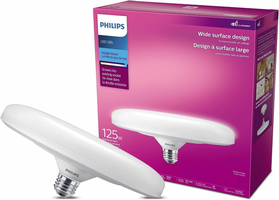 Philips LED Wide Surface Lampinaire 125W 9" Daylight Deluxe E26 (6500K), 2050 Lumens (125W = 26W)