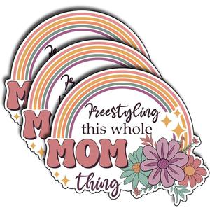 (3Pcs) Freestyling This Whole Mom Thing Stickers Mothers Quote Funny Aesthetic Gifts Waterproof Vinyl Decal Kindle Water Bottle Bumper Car Hard Hat Phone Laptop Inspirational Appreciation - 3x2.7