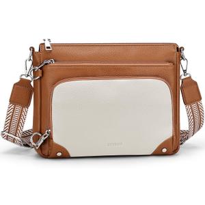 SYTRAH Anti-Theft Crossbody Purse for Women, Crossbody Shoulder Bag with Built-in Wallet & RFID Blocking for Travel Workout (Beige Brown)