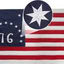 AMZFLAG 76 Bennington Flag 3x5 ft Outdoor, Embroidered 1776 Betsy Ross Flags for 250 Anniversary Outside, Heavy Duty Bennington US USA Flag with 2 Brass Grommets