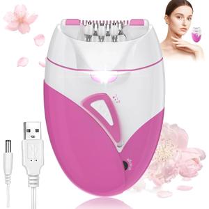 Epilator for Women, Smooth Glide Epilator Facial Hair Remover for Women with 2 Speed & LED Light, Electric Epilator for Women Facial Hair Removal Suitable for Face, Bikini Areas, Underarms, Arms, Legs