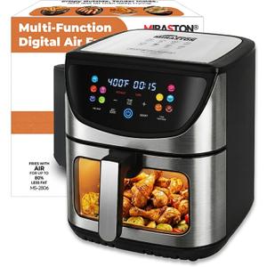 8.5QT Large Stainless Steel Air Fryer with Disposable Liners, 8.5QT Tilted Screen Model
