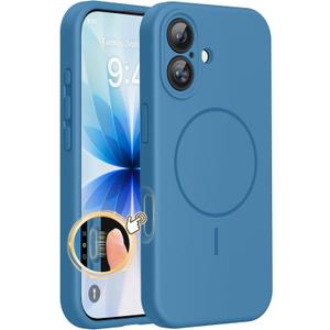 Miracase Magnetic for iPhone 17 Case, Compatible with MagSafe, Integrated Silicone Camera Control Cover, 3.0mm Thicken Shockproof Drop Protection Phone Case for 17, Capri Blue