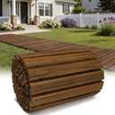 12FT Wooden Garden Pathway,Roll Out Decorative Straight Outdoor Walkway,Weather-Resistant & Non-Slip Patio Boardwalk for Garden,Backyard, Beach, Wedding Party Pathways(Brown, 12')
