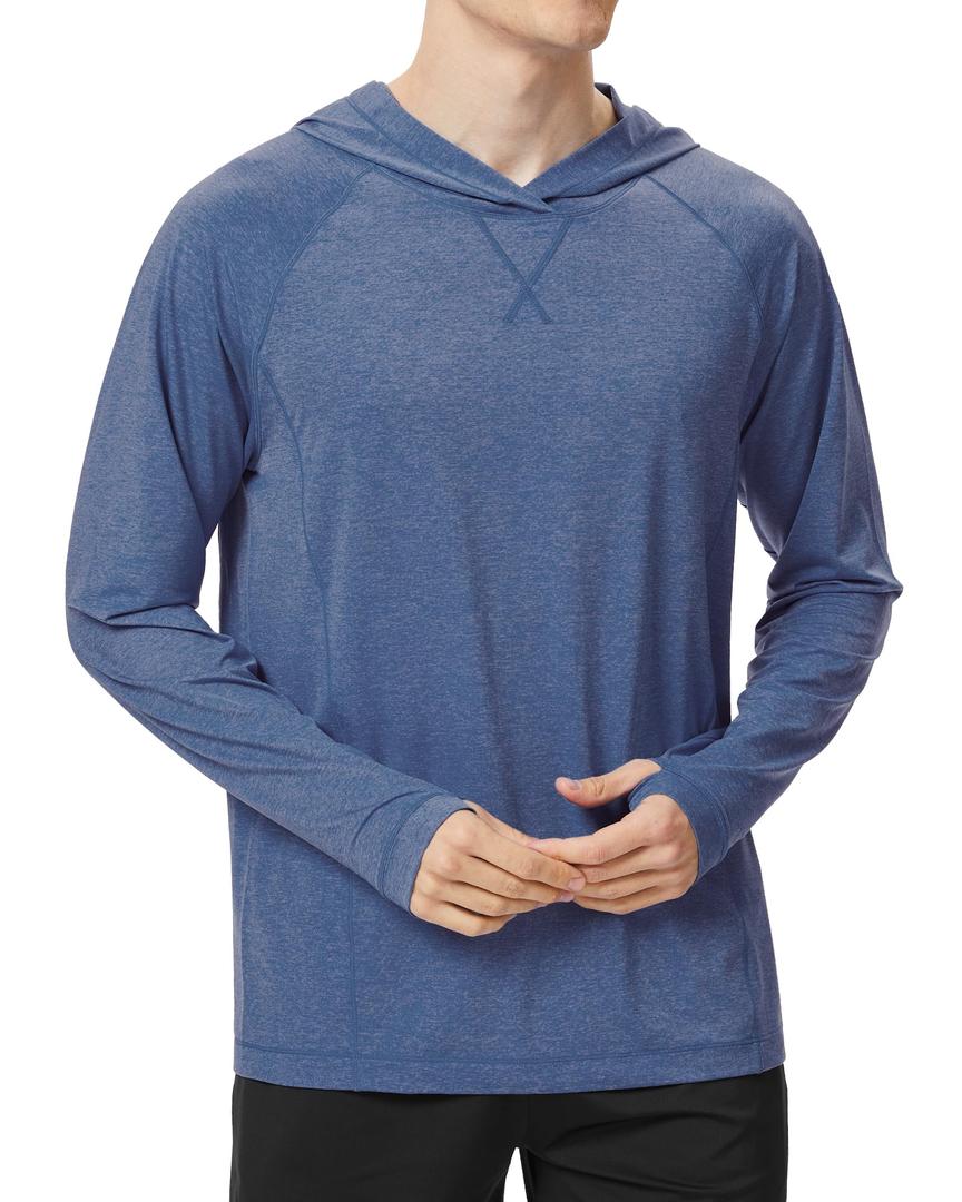 Men Long Sleeve Rash Guard Shirts, UPF 50+ UV Sun Protection Hoodie Fishing Shirts for Swimming Hiking Outdoor Running Slate Blue