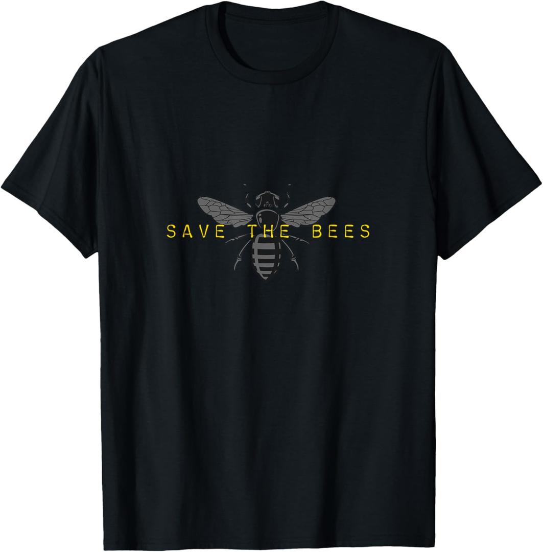 Save the Bees Environmentalist T-Shirt T-Shirt (Small, Black)