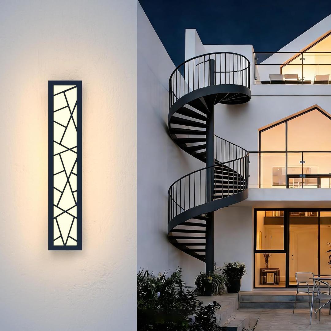 Outdoor Wall Lights 23.6inch Modern Outdoor Wall Sconce LED Long Wall Sconces Black Front Porch Light Waterproof Led Wall Light IP67 3000K Exterior Lighting Fixtures