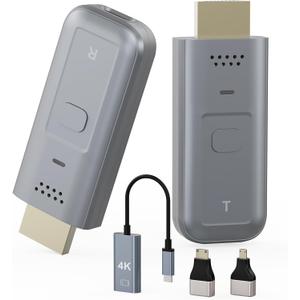 Wireless HDMI Transmitter and Receiver, 100ft/30m 4K Decode 1080P Output Wireless HDMI Extender Kit, 5G Screen Mirroring Adapter for Streaming Video/Audio to Monitor from PC/Projector