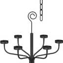Smtyle Black Outdoor Chandelier for Gazebo Set of 6 Tealight Candle Metal Wall Sconce for Hanging Decoration