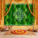 8 x 5 ft Indian Diwali Backdrop, Traditional Pooja Banner Decor, with Rope