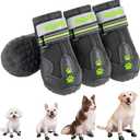 BECRWOM Pet Dog Waterproof Boots Anti-Slip Shoes Embroidered Design with Reflective Strap for Rain, Snow and Mud Roads, Outdoor Walking, Small to Medium Dog Shoes (Green, 1)