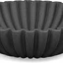 LIN CHUAN Ruffle Decorative Bowl, Large Fruit Bowl for Kitchen Counter, Stylish Key Bowl for Entry Table, Handcrafted Home Decor Display bowl, Artificial Stone Black