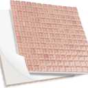 169 Particles Self-Adhesive 0.4X0.4 Inch Square Crystal Glass Mosaic Tile. Hobbies Children Handmade, Art Crafts, Mosaic Making Projects, Home Decoration DIY Art Projects (Light red), Small