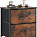 DUMOS Nightstand Small Dresser with 2 Fabric Drawers Side Bedroom End Table Kids Bedside Storage Furniture for 20 inch Tall Night Stand for Closet, Entryway, College Dorm, Rustic Brown, 11.8"D x 18"W x 20"H