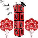 2025 Graduation Decorations Set - So Proud of You - Class of 2025 Balloon Boxes for Memorable Grad Party Supplies, Indoor/Outdoor Congrats Grad Home Door Dcor Essentialsred and black