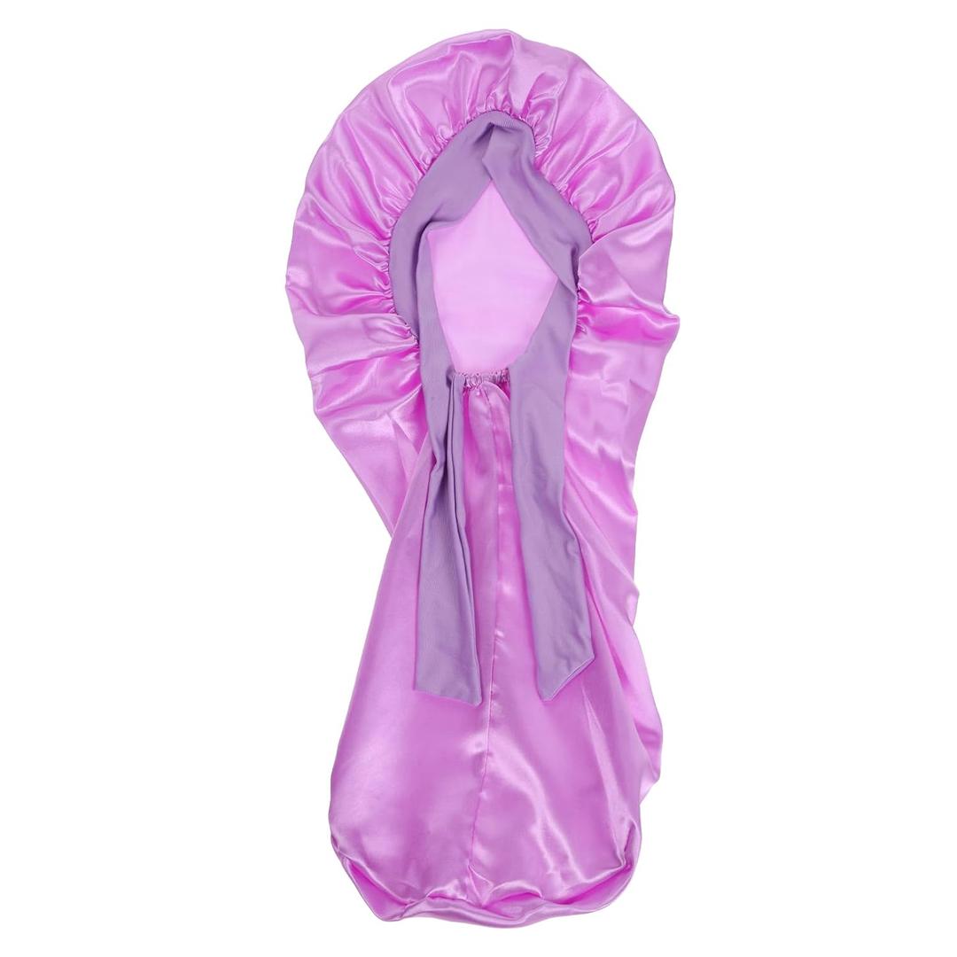 LIQWEI Long Hair Bonnet for Sleeping, Satin Bonnet for Long Hairs, Bonnets for Kids Tie Sleep Cap, Braid Toddler Curly Hair(Pink)