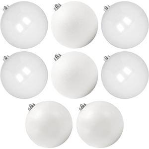 Extra Large Size Outdoor Christmas Ornaments, Oversized Huge Big Shatterproof Xmas Christmas Plastic Balls for Outside Lawn Yard Tree Hanging Decorations (8"/200mm, White, 8 Packs)