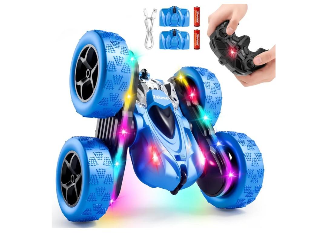 Remote Control Stunt Car 4WD 360° Flip Double‑Sided RC Cars, LED Light Bar, USB‑C Modular Battery, 2.4 GHz Outdoor Beach Toy for Boys 6‑12 Years Old, Birthday & Christmas Kids Gift, Blue