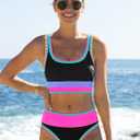 popvil High Waisted Bikini Sets for Women Tummy Control Swimsuits 3 Piece Bathing Suits Neon Swimwear with Skirt 2026 (Black, S)