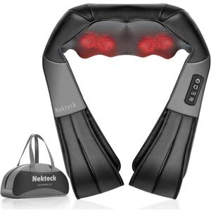 Nekteck Shiatsu Neck and Back Massager with Soothing Heat, Electric Deep Tissue 3D Kneading Massage Pillow for Shoulder, Leg, Body Muscle Pain Relief, Home, Office, and Car Use