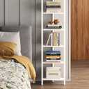 TUTOTAK 6-Tier Corner Bookshelf,Corner Shelf for Small Space, Narrow Display Corner Shelf Stand with Storage Rack, for Living Room, Bedroom, White BS05BW006