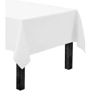 2 Rectangle Tablecloth - 60 x 102 Inch White Table Cloth for 6 Foot Rectangle Table - Heavy Duty Washable Fabric - for 6 Ft Buffet Table, Holiday Party, Dinner, Wedding & Baby Shower