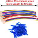 3 x 3.8MM Female Quick Disconnects Insulated Spade Receptacle Connector, 18AWG Red/Black/Yellow/White/Blue Pre-Crimped Cable Length of 10/30/50/100CM Wire Pack of 5pcs (Spade 3.8F-50CM)