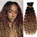 YXCHERISHAIR 8 Packs Boho Hair For Braiding Curly Braiding Hair for Boho Braids Ombre Deep Wave Bulk Hair Wet and Wavy Bohemian Braiding Hair Extensions No Weft(1B/30/27, 14inch)