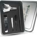 ROYAL [Made in Korea] Nose Hair Trimmer for Men Set, Birdie Set, with Nail Clippers and Tweezers, Manual, Battery-Free, Waterproof, Painless with Twelve Dual-Edged Blades, Patented Mechanism RET-4 (Silver Set)