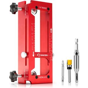 Saker Door Hinge Jig,Aluminum Alloy Doors Hinges Router Jigs,Adjustable Door Jamb Hinge Jig,Fits Door Hinges from 2.5" to 5" Length and Thicknesses,Radius 1/4 or Radius 5/8