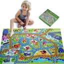 Giant Floor Puzzle for Kids - 60 Piece City Adventure Map with Train Tracks - Thick Cardboard Large Jigsaw Puzzles (2x3 feet) - Storytelling Educational Preschool Toy for Toddlers Ages 3-5 4-8