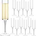 WYTAOHZL 12PCS Acrylic Champagne Flutes 6 OZ Clear Champagne Flutes Plastic Tall Stemmed Champagne Glasses for Wedding Anniversary Birthday Party(Straight Style)