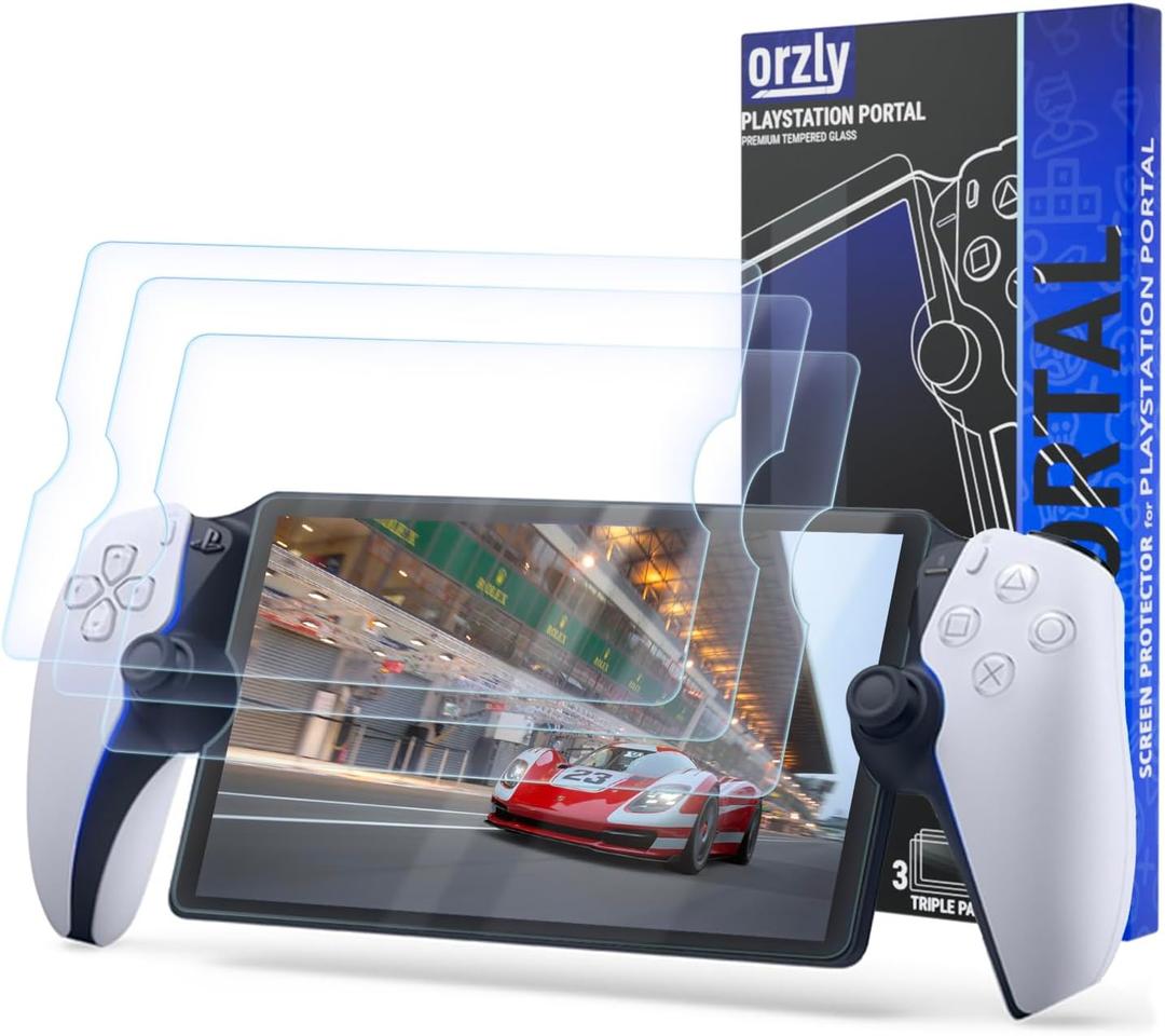Orzly Glass Screen Protector for Playstation Portal Remote Player Handheld Accessories (Pack of 4) - Tempered Glass Life time Edition