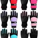 Bencailor 6 Pairs Mens Winter Snow Gloves Women Warm Waterproof Ski Mittens Adjustable for Adult Cold Weather(Light Purple, Blue Green, Light Pink, Rose Red, Red, Black, M)