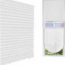 FabuBlinds 6Pack Temporary Pleated Shades for Windows, Fabric Pleated Blinds with Adhesive, No Tools No Drilling Free Cut to Size Room Darkening Shades (70% Shadeing  White 35" W x 71" H)