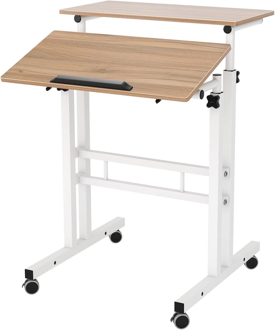 SogesHome Adjustable Laptop Desk Table 23.6 inches Portable Laptop Table Computer Stand Desk Cart Tray Desk, Oak (Oak-small Size)