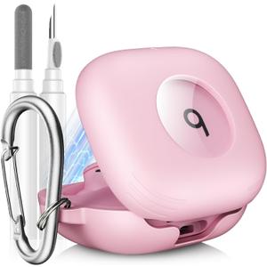 Compatible with Beats Powerbeats Fit Case Cover, Shockproof Magnetic Case for Powerbeats Fit 2025 Earbuds, Magnetic Lock Lid Protective Cover with Cleaner Kit & Carabiner (Pink)