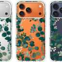 MOSNOVO for iPhone 17 Pro Max Case | Military Grade 6.6ft Drop Tested | Camera Control | Clear with Eucalyptus Design