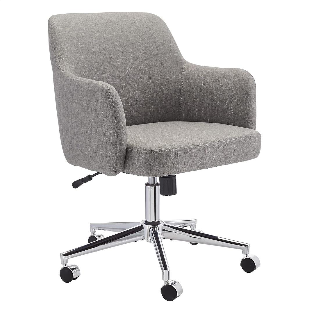 Amazon Basics Modern Home Office Desk Chair with Smooth-Rolling Wheels, Adjustable Height, 360 Degree Swivel, Light Gray