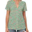 DEARMSROSE 2025 Womens Summer Tunic Tops Casual Dressy V Neck Blouse Loose Fit Short Sleeve T Shirts(Medium,Green Daisy)