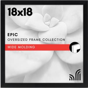 Americanflat 18x18 Picture Frame with Polished Plexiglass - Epic Collection - Square Picture Frame with Engineered Wood - Wide Photo Frames for Wall display - Black