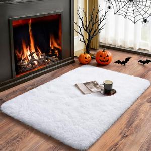 Merelax Soft Modern Indoor Shaggy Area Rug for Bedroom Livingroom Dorm Kids Room Home Decorative, Non-Slip Plush Fluffy Furry Fur Rugs Comfy Nursery Accent Floor Carpet 2x3 Feet, White