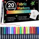 Fabric Markers Permanent for Clothes, Easter Gifts, 20 Colors Fabric Pens Permanent No Bleed, Fine Tip Fabric Paint Pens Paint Markers, Non-Toxic Marker Paint for Tote Bag White Shirt Baby Bibs Shoes