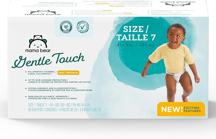 Amazon Brand - Mama Bear Gentle Touch Diapers, Size 7, 80 Count (4 packs of 20)